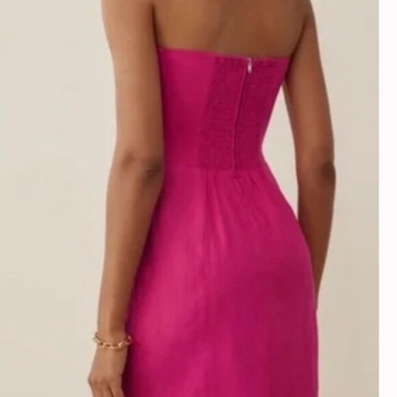 Reformation Prescott Linen Dress Size 2 Hot Pink - Picture 3 of 6